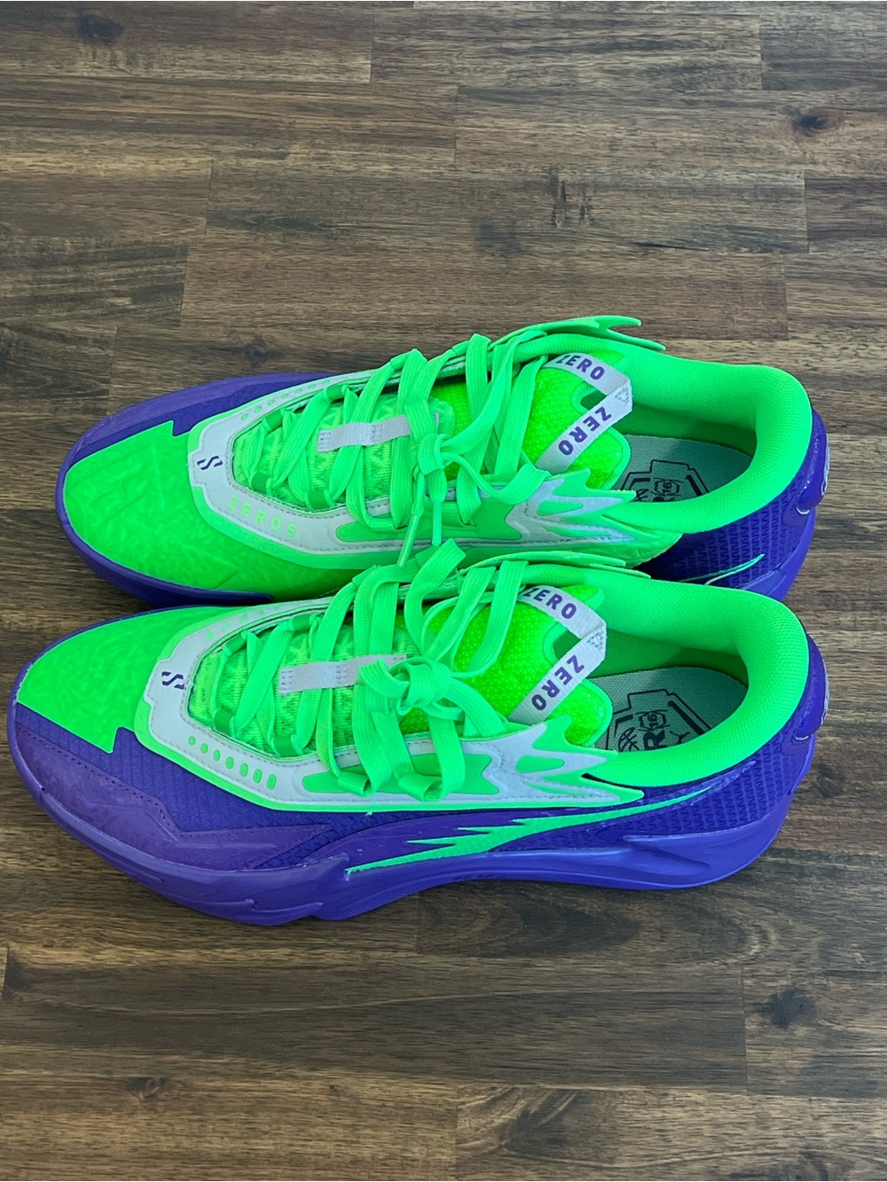 PUMA Scoot Zeros Sneakers, Neon Green & Purple, Men Size 10 - Picture 3 of 6